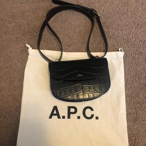 (NEW) A.P.C. Mini Genève Bag Black Croc